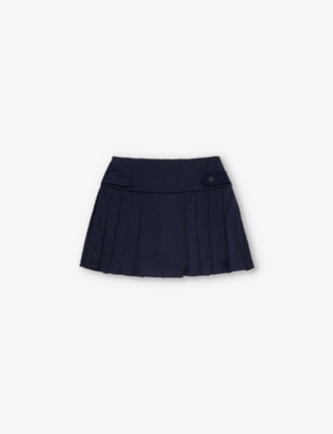 POLO RALPH LAUREN: Girls' Polo Pony-embroidered pleated stretch-woven mini skirt