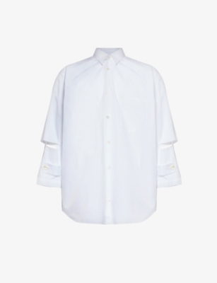 BLACK COMME DES GARCON: Cut-out panel relaxed-fit cotton-poplin shirt