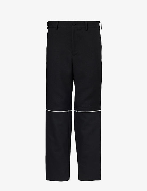 BLACK COMME DES GARCON: Detachable-panel mid-rise woven trousers