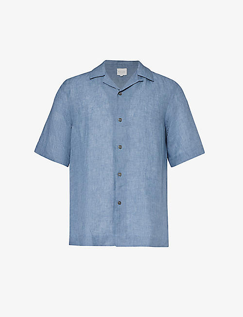 PAUL SMITH: Camp-collar short-sleeved linen shirt
