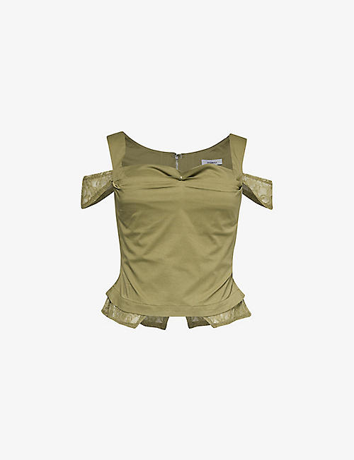 MIAOU: Renata square-neck stretch-cotton top