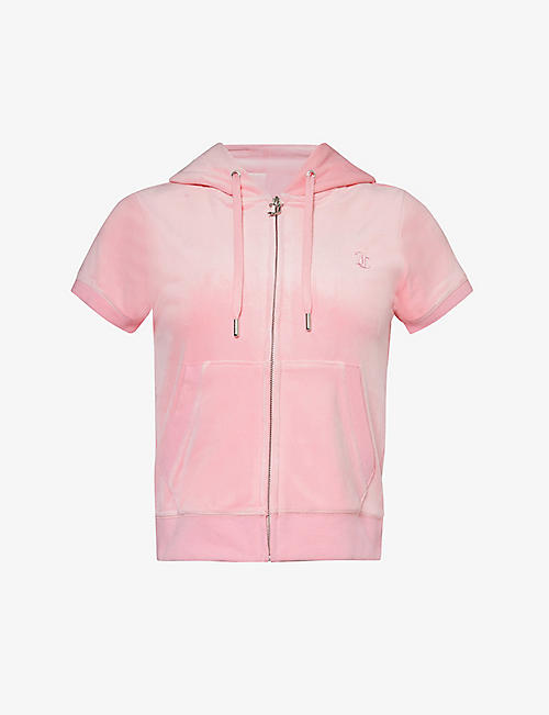 JUICY COUTURE: Chadwick short-sleeve stretch-velour hoody