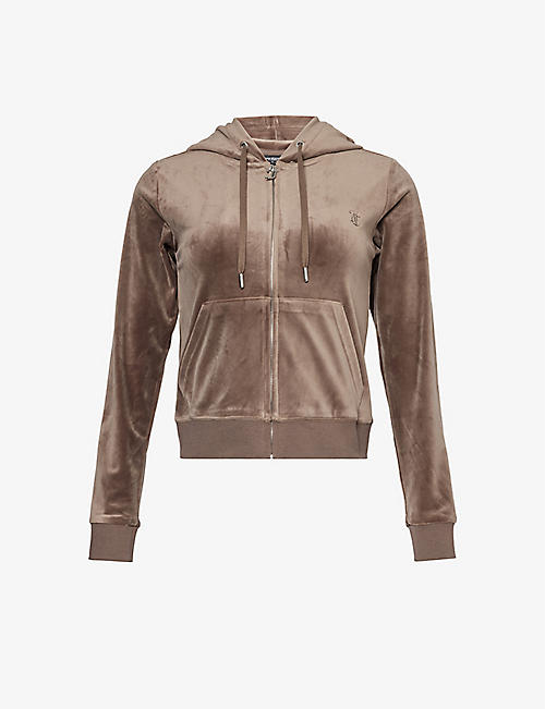 JUICY COUTURE: Robertson logo-embellished stretch-velour hoody