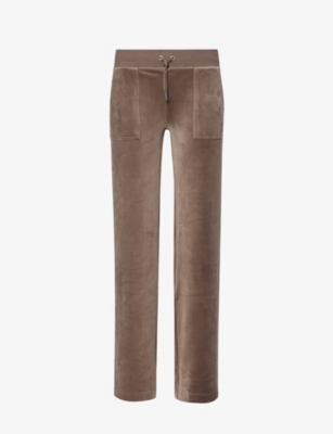 JUICY COUTURE: Del Ray patch-pocket straight-leg stretch-velour jogging bottoms