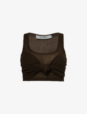 4TH & RECKLESS: Emi knot-tie woven top