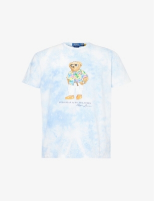 POLO RALPH LAUREN: Bear-print tie-dye cotton-jersey T-shirt