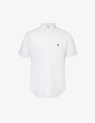 POLO RALPH LAUREN: Logo-embroidered cotton-seersucker shirt