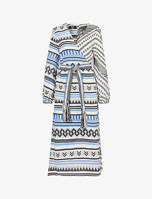 DEVOTION TWINS: Ariel geometric-pattern cotton maxi dress