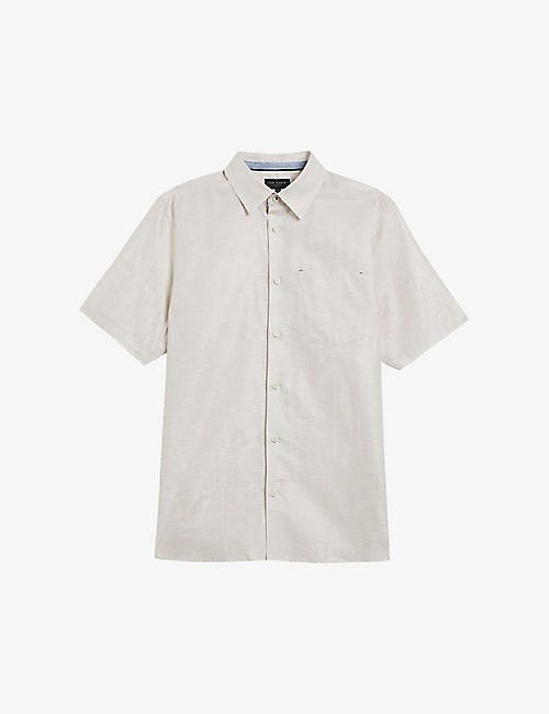 TED BAKER: Palomas regular-fit short-sleeve linen and cotton-blend shirt