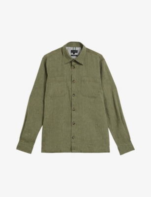 TED BAKER: Lio patch-pocket stretch linen-blend shirt