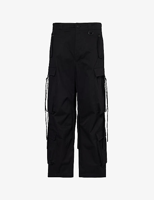 GIVENCHY: Flap-pocket drawstring regular-fit wide-leg cotton trousers