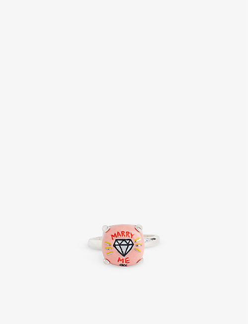OKS: Marry me diamond sterling-silver and porcelain ring