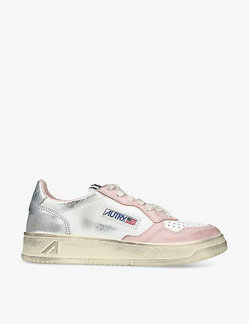 AUTRY: Medalist logo-embroidered leather low-top trainers