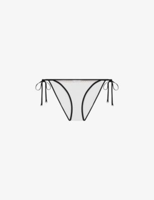 REISS: Sadie stitch-embroidered stretch-woven bikini bottoms