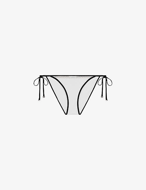 REISS: Sadie stitch-embroidered stretch-woven bikini bottoms