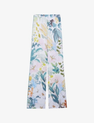 TED BAKER: Sarca floral-print wide-leg woven trousers