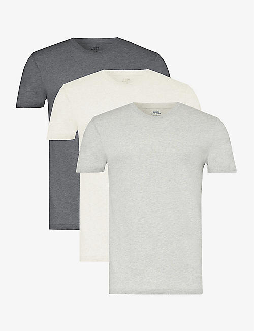 POLO RALPH LAUREN: Crew-neck regular-fit pack of three cotton-jersey T-shirts