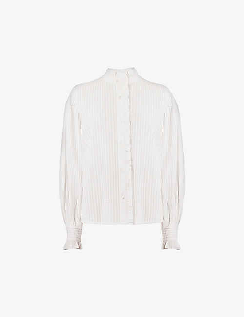 RO&ZO: Pintuck ruffled cotton blouse