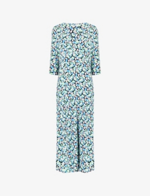 RO&ZO: Blurred daisy-print woven midi dress