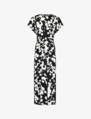 RO&ZO: Floral-print flutter-sleeve crepe midi dress