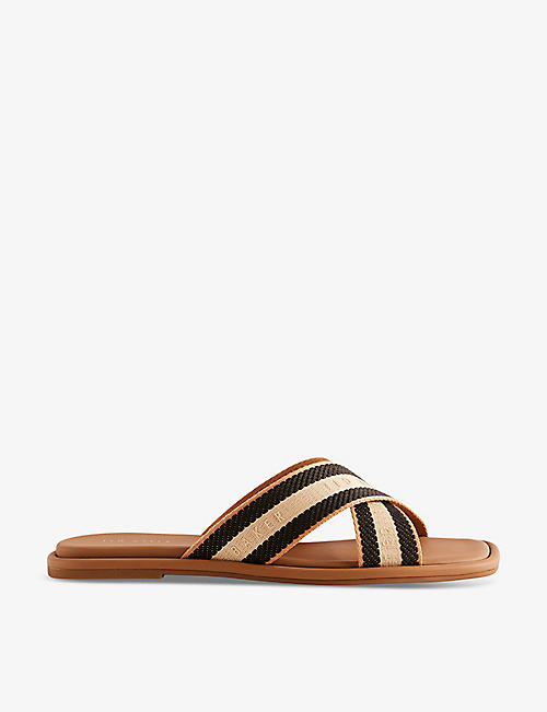 TED BAKER: Ashika branded-strap flat woven sandals