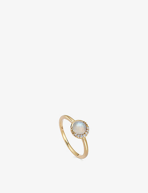 ASTLEY CLARKE: Luna 18ct yellow gold-plated vermeil sterling-silver and moonstone ring