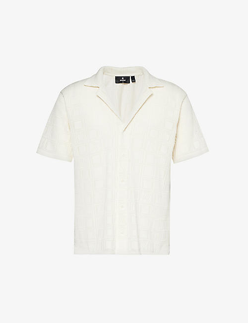 REPRESENT: Semi-sheer camp-collar organic-cotton knit shirt