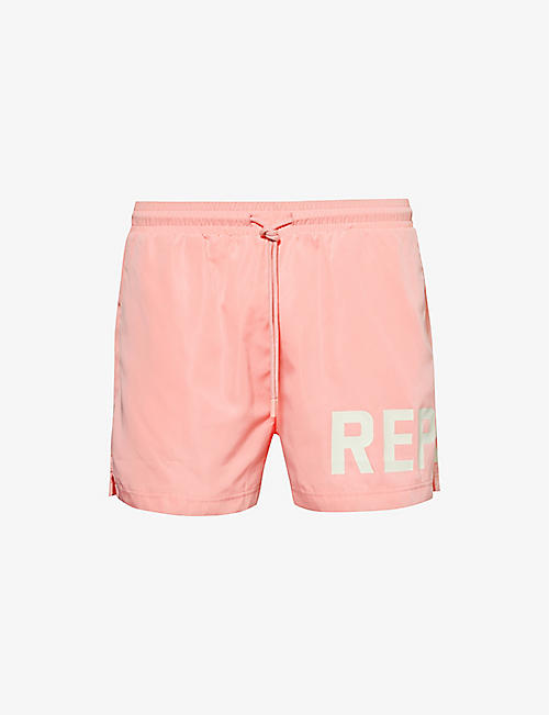 REPRESENT: Brand-print regular-fit swim shorts