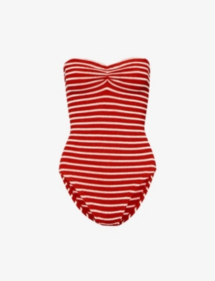 HUNZA G: Brooke striped recycled polyester-blend swimsuit