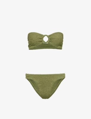 HUNZA G Gloria Bandeau Crinkled Texture Bikini Selfridges