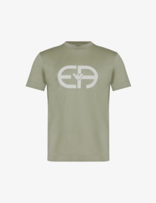 EMPORIO ARMANI: Logo-print relaxed-fit woven-blend T-shirt