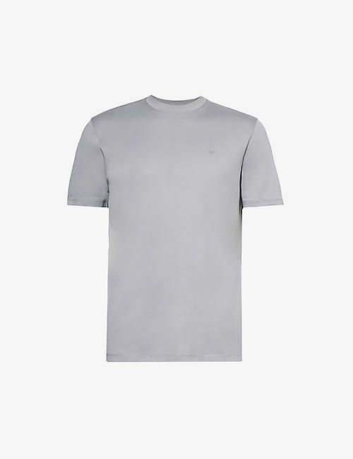 EMPORIO ARMANI: Logo-embossed regular-fit cotton-jersey T-shirt