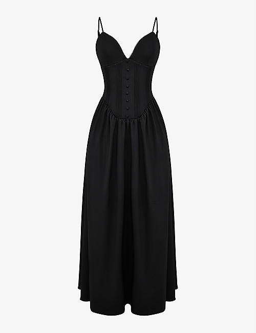 HOUSE OF CB: Lova corseted stretch-woven maxi dress