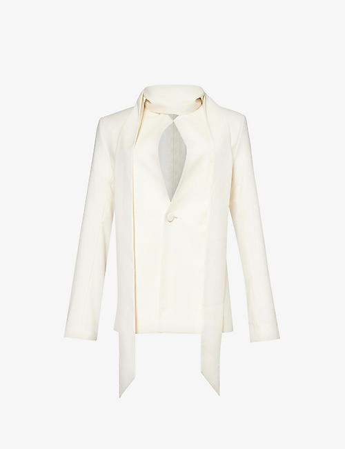 AARON ESH: Tie-neck single-breasted wool jacket