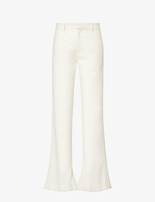 AARON ESH: Puddle flared-leg mid-rise wool trousers