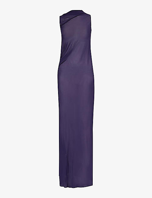 AARON ESH: High-neck slim-fit woven maxi dress