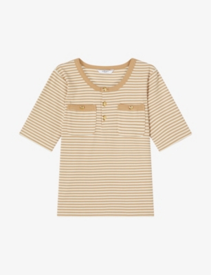 LK BENNETT: Charlie striped stretch-cotton T-shirt