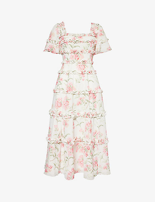 NEEDLE AND THREAD: Summer Posy floral-print woven midi dress