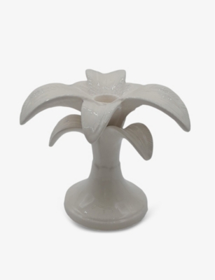 LES OTTOMANS: Palm tree ceramic candle stick holder 20cm
