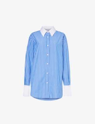 SAMSOE SAMSOE: Salovas stripe-print organic-cotton shirt