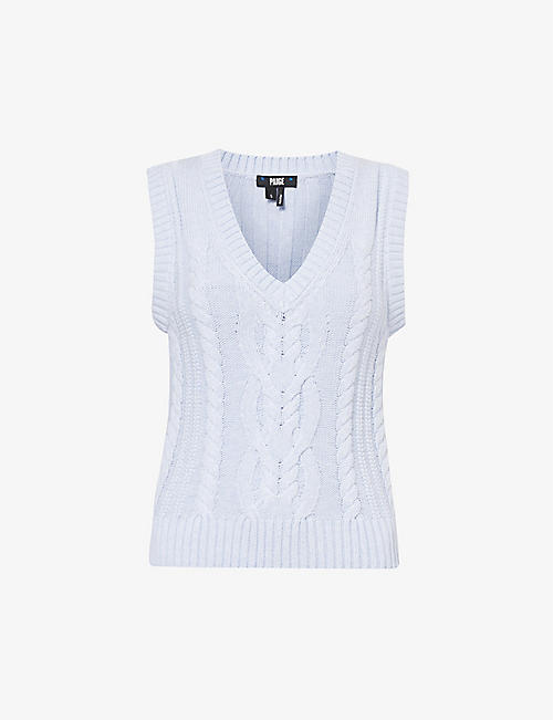 PAIGE: Cheryl cable-knit organic-cotton and recycled nylon-blend knitted vest