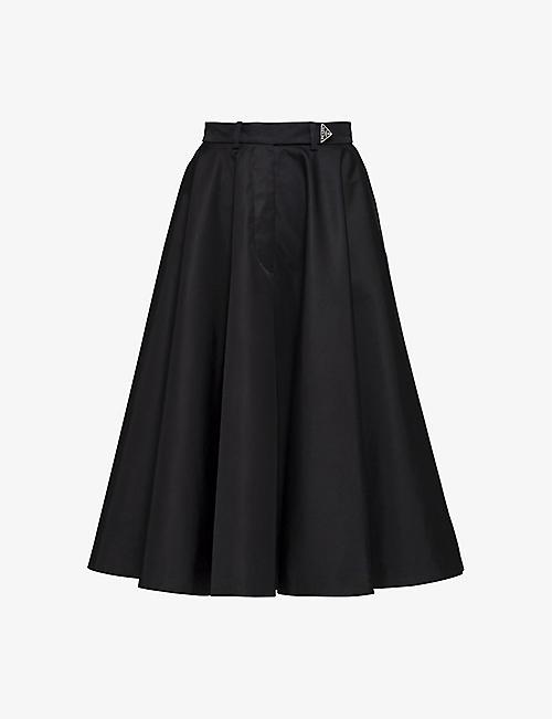 PRADA: Re-Nylon logo-plaque high-rise pleated skirt