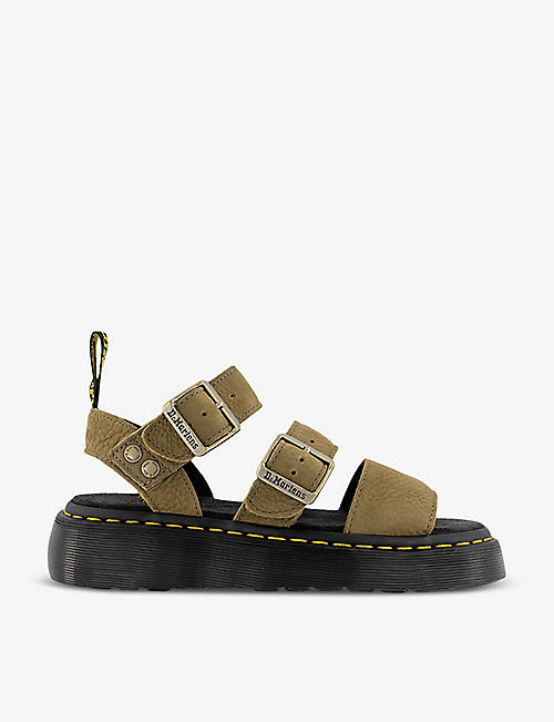 DR. MARTENS: Gryphon Quad strap-embellished platform leather sandals