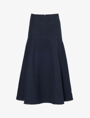 ME AND EM: Textured tiered cotton-blend midi skirt