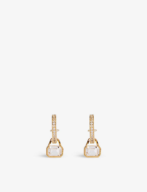 V BY LAURA VANN: April 18ct yellow gold-plated recycled sterling-silver and white topaz earrings