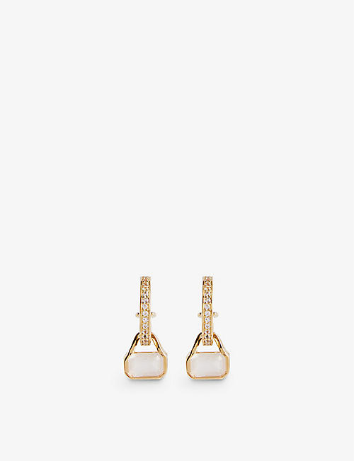 V BY LAURA VANN: June 18ct yellow gold-plated recycled sterling-silver moonstone and white topaz earrings