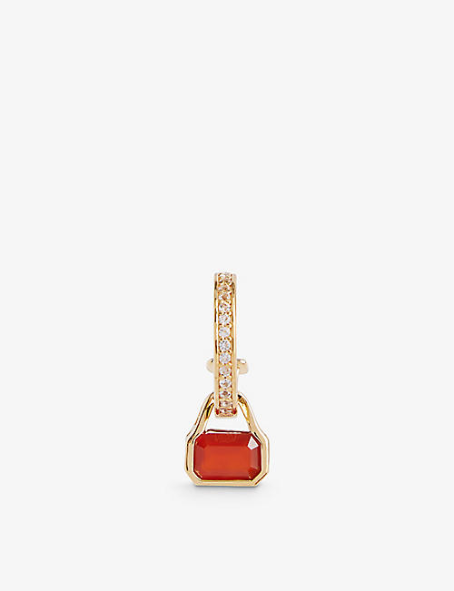 V BY LAURA VANN: July 18ct yellow gold-plated recycled sterling-silver red agate and white topaz earrings