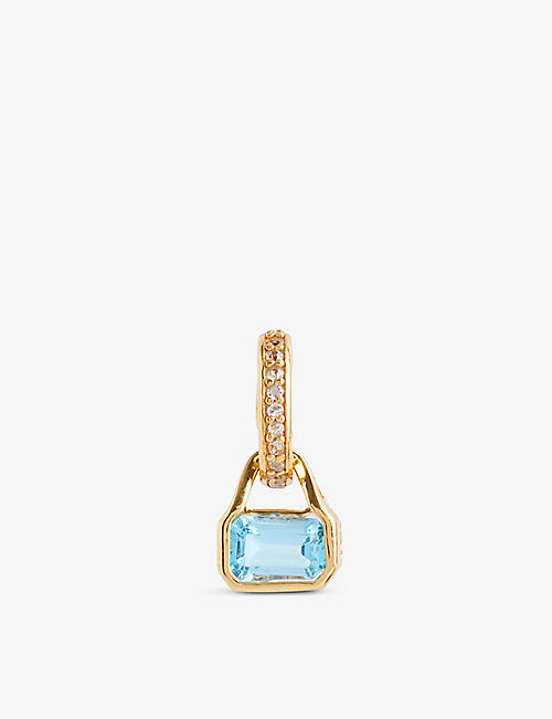 V BY LAURA VANN: December 18ct yellow gold-plated recycled sterling-silver blue topaz and white topaz charm