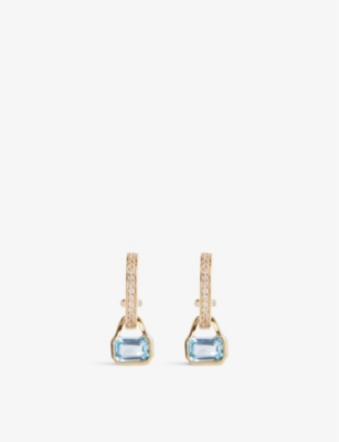 V BY LAURA VANN: December 18ct yellow gold-plated recycled sterling-silver blue topaz and white topaz earrings