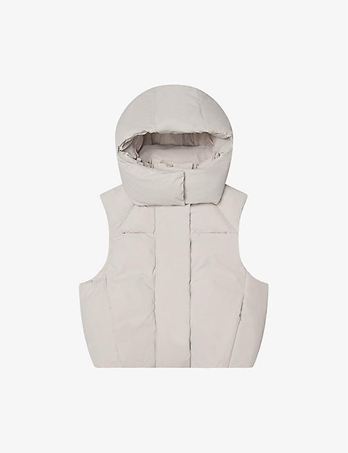 KHY: Padded oversized boxy-fit shell hooded puffer vest